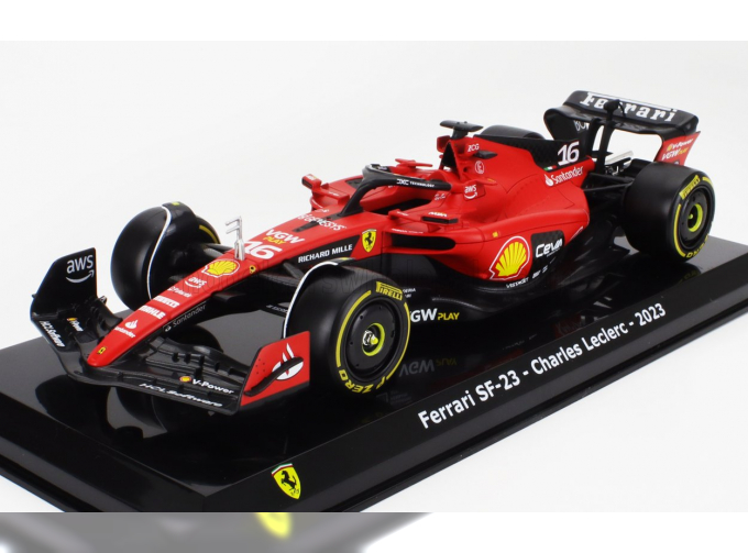 FERRARI F1 Sf-23 Team Scuderia Ferrari №16 Season (2023) Charles Leclerc - Con Vetrina - With Showcase, Red Black Yellow