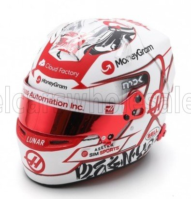 BELL HELMET F1 Casco Helmet Haas Fw23 Team Moneygram Haas №20 Singapore Gp (2023) Kevin Magnussen, White Red