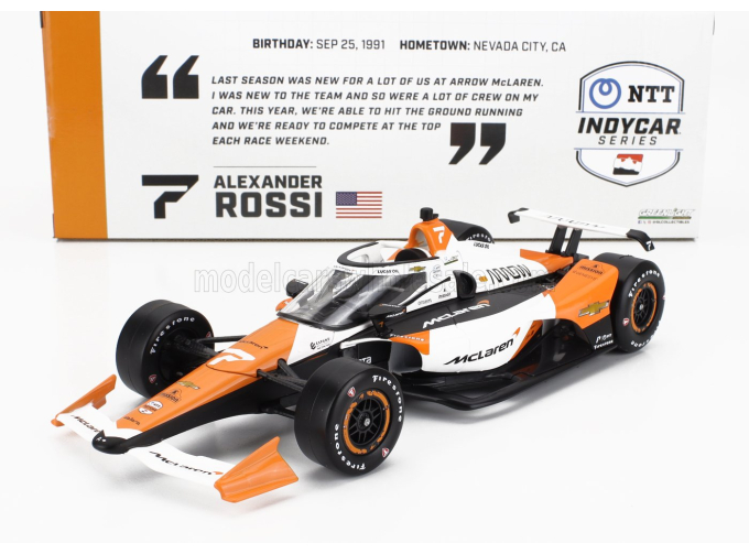 CHEVROLET Team Arrow Mclaren Sp Racing №7 Indianapolis Indy 500 Indycar Series (2024) Alexander Rossi, White Black Orange