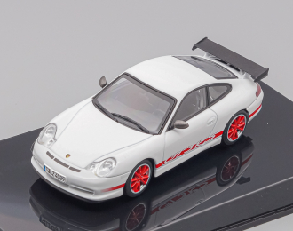 PORSCHE 911 GT3 RS (2004), white with red stripe on two sides