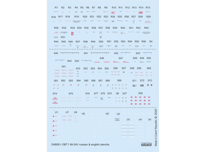 Декаль для Mi-24V stencils Russian & English