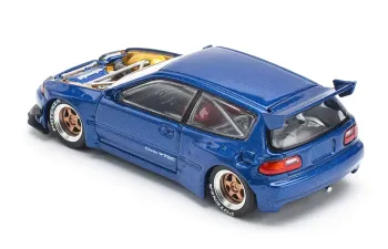 Pandem Civic EG6, metallic blue with open hood
