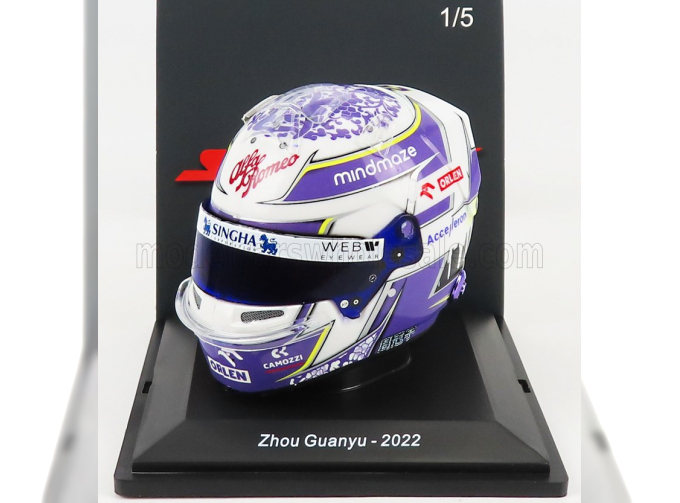 BELL HELMET F1 Casco Helmet Alfa Romeo C42 Team Orlen Racing N24 Season (2022) Guanyu Zhou, White Purple