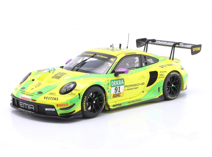 PORSCHE 911 992 Gt3 R Team Manthey Racing №91 Winner Dtm Race 1 - 2 Hockenheim And Season (2023) Thomas Preining, Yellow Green