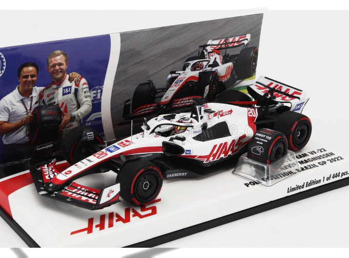 HAAS F1 Vf-22 Ferrari Team Haas N 20 Pole Position Brazilian Gp (2022) Kevin Magnussen, White Black Red