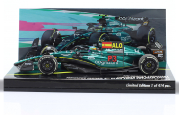 ASTON MARTIN F1 Amr23 Team Aramco Cognizant №14 3rd Saudi Arabia Gp With Pit Board (2023) Fernando Alonso - 100th F1 Podium, Green