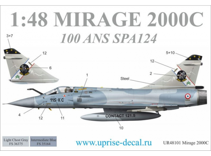 Декаль для Mirage 2000C 100-ans SPA124