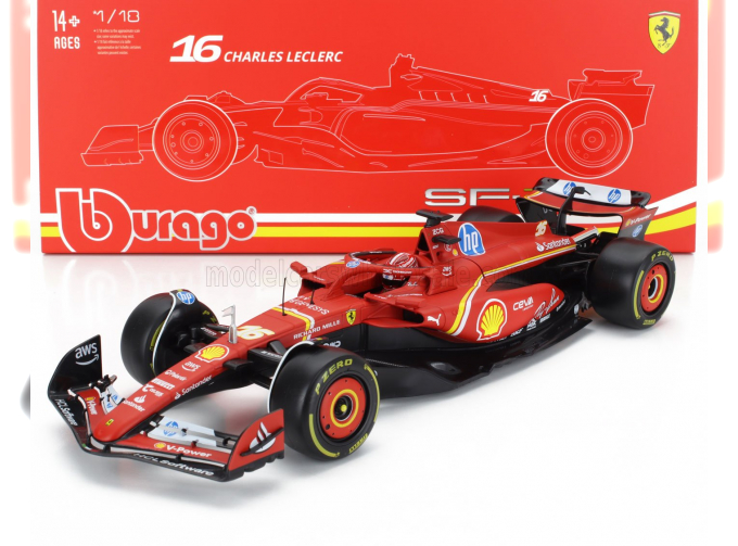 FERRARI F1 Sf-24 Team Scuderia Ferrari №16 4th Emilia Romagna Imola Gp (2024) Charles Leclerc - Con Vetrina - With Showcase, Red Black