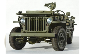 Сборная модель JEEP Willys Mb U.s 1/4 Ton 4x4 Military Machine Gun 1942, Military Green