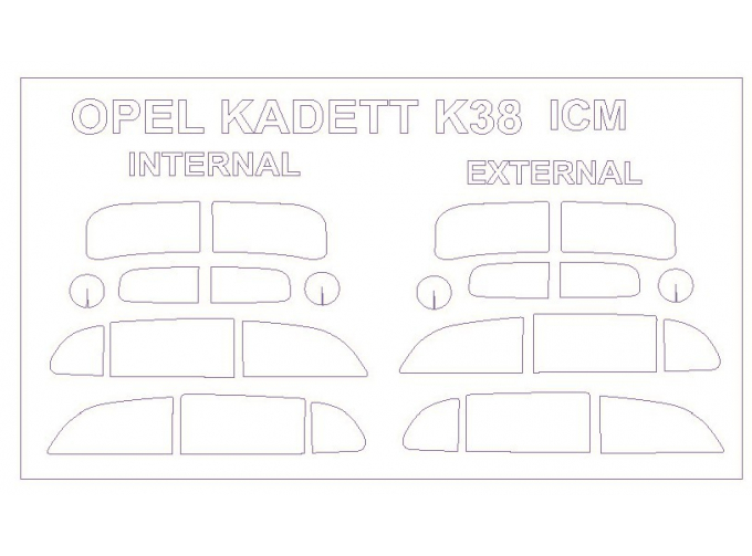 Набор масок окрасочных для Opel Cadet K.38 (двусторонние маски)