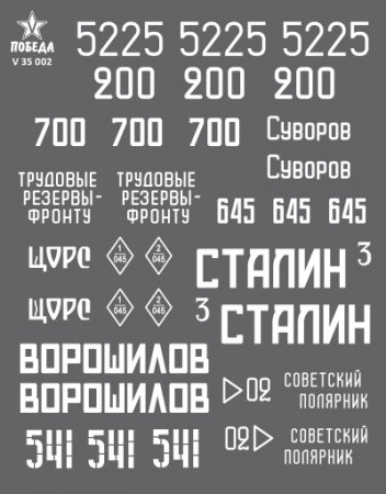 Декаль Маркировка танков КВ. ВОВ.