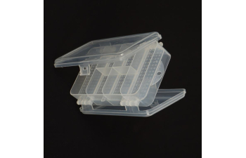 Прозрачный пластиковый ящик, двухсторонняя (с 6+4 ячейки) 14.4х8.5х4.3см