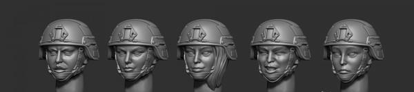 Женские головы в шлемах (№1)