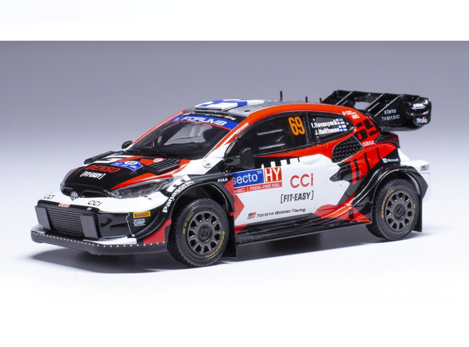 TOYOTA Yaris Gr Rally1 Team Toyota Gazoo Racing Wrt №69 Rally Finland (2024) Kalle Rovanpera - Jonne Halttunen, Black White Red