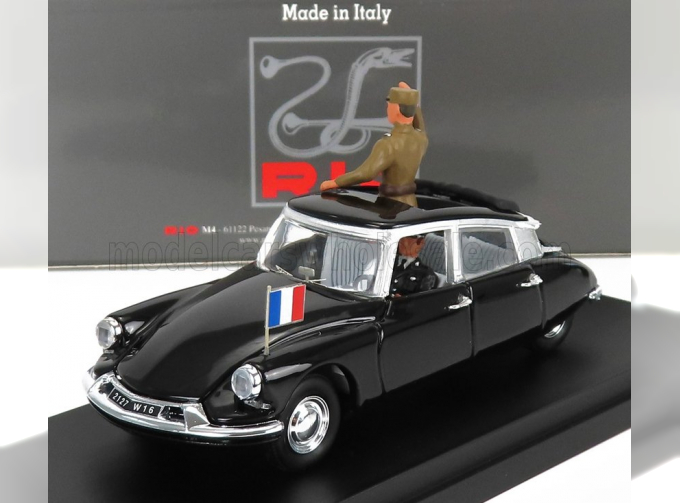 CITROEN Ds19 Cabriolet With General De Gaulle And Driver Figure (1960), Black