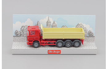 SCANIA P 8х2/4 самосвал с стальными бортами, вишнёвый / фисташковый