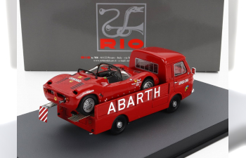 FIAT 241 Assistenza Abarth Corse Car Transporter (1970) With Fiat Abarth 1000sp Spider, Red