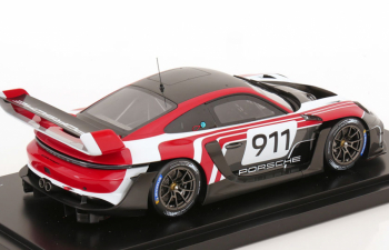 PORSCHE 911 992 Gt3 R №911 Racing Flacht Design Coupe (2021) With Showcase, White Blue Red