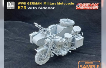 Сборная модель WW2 German R75 motorcycle /W Side Car, ( BMW R75 WW2)