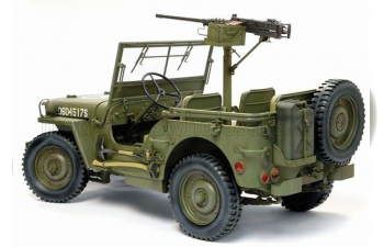 Сборная модель JEEP Willys Mb U.s 1/4 Ton 4x4 Military Machine Gun 1942, Military Green