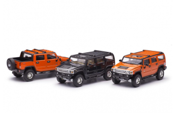 Набор из 3-х моделей: HUMMER H2 черный, оранжевый и SUT оранжевый