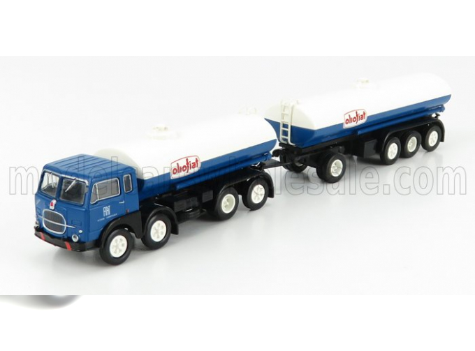 FIAT 690 Millepiedi Tanker Truck Olio Fiat 1960, Blue Black White