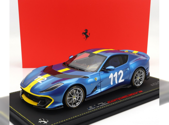 FERRARI 812 Competizione №112 (2021) - Con Vetrina - With Showcase, Blue Met Yellow