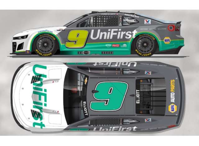CHEVROLET #9 Chase Elliott *UniFirst*, white/grey/green 2025