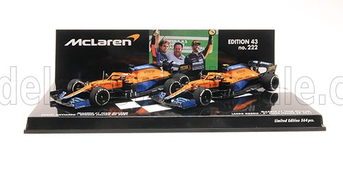 McLAREN F1 Set 2x Coffret Mcl35l Mercedes M12 Eq Power+ Team Mclaren N3 Winner Italy Gp (2021) Daniel Ricciardo + N 4 2nd Italy Gp 2021 Lando Norris, Orange Light Blue