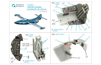 3D Декаль интерьера кабины F9F-3 Panther (Trumpeter)