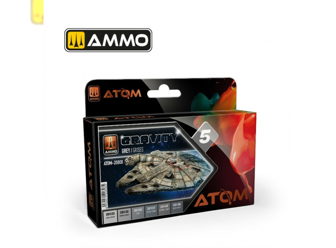 Набор акриловых красок ATOM Gravity 5 - Серый / ATOM Gravity Set 5 - Grey (6 цветов)