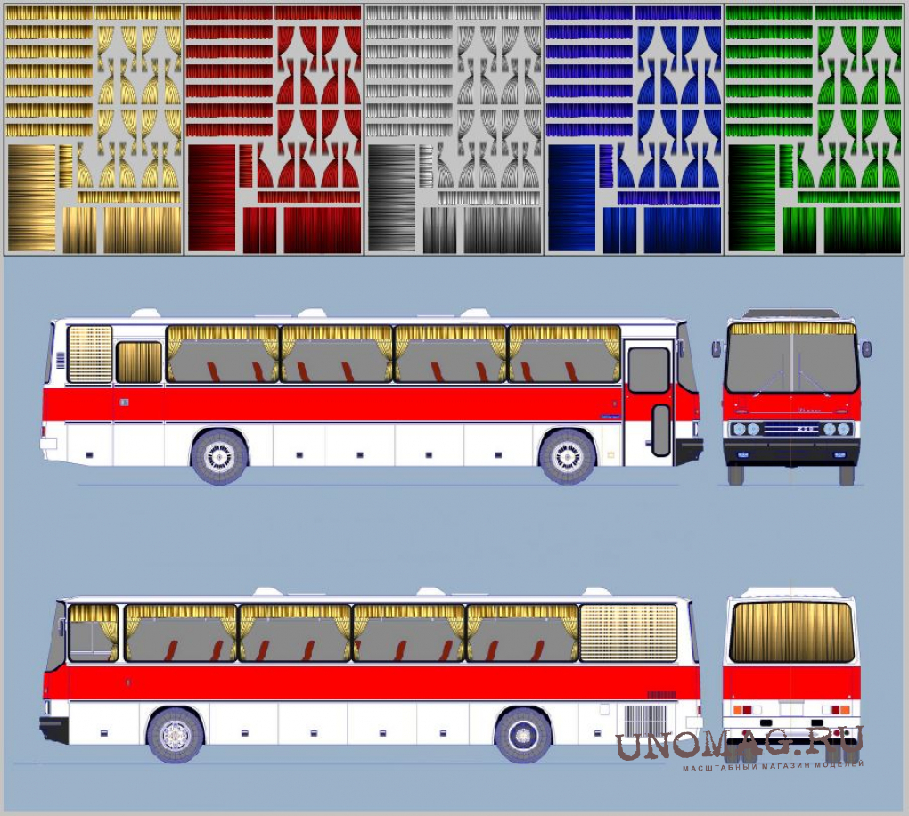 Набор декалей Шторки для Ikarus 256, красный (100х140)