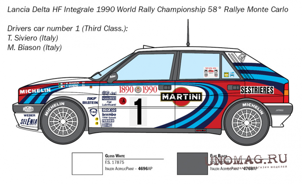 ITALERI 4712 MAQUETTE VOITURE LANCIA DELTA HF INTEGRALE SANREMO 1989 1/12