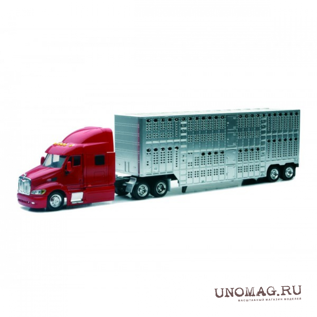 PETERBILT 387 трейлер скотовоз 1:43, красный