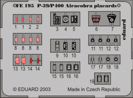 Цветное фототравление для P-39/ P-400 placards